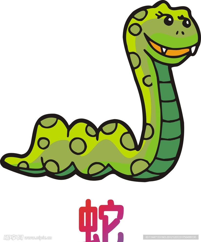 彩色十二生肖卡通蛇