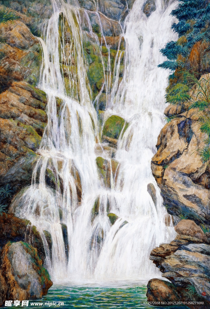 山崖飞瀑
