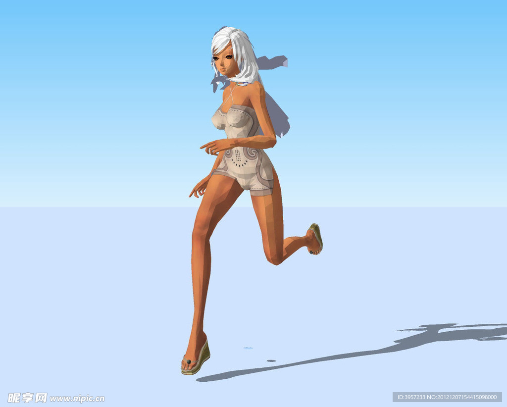 美女奔跑3D模型