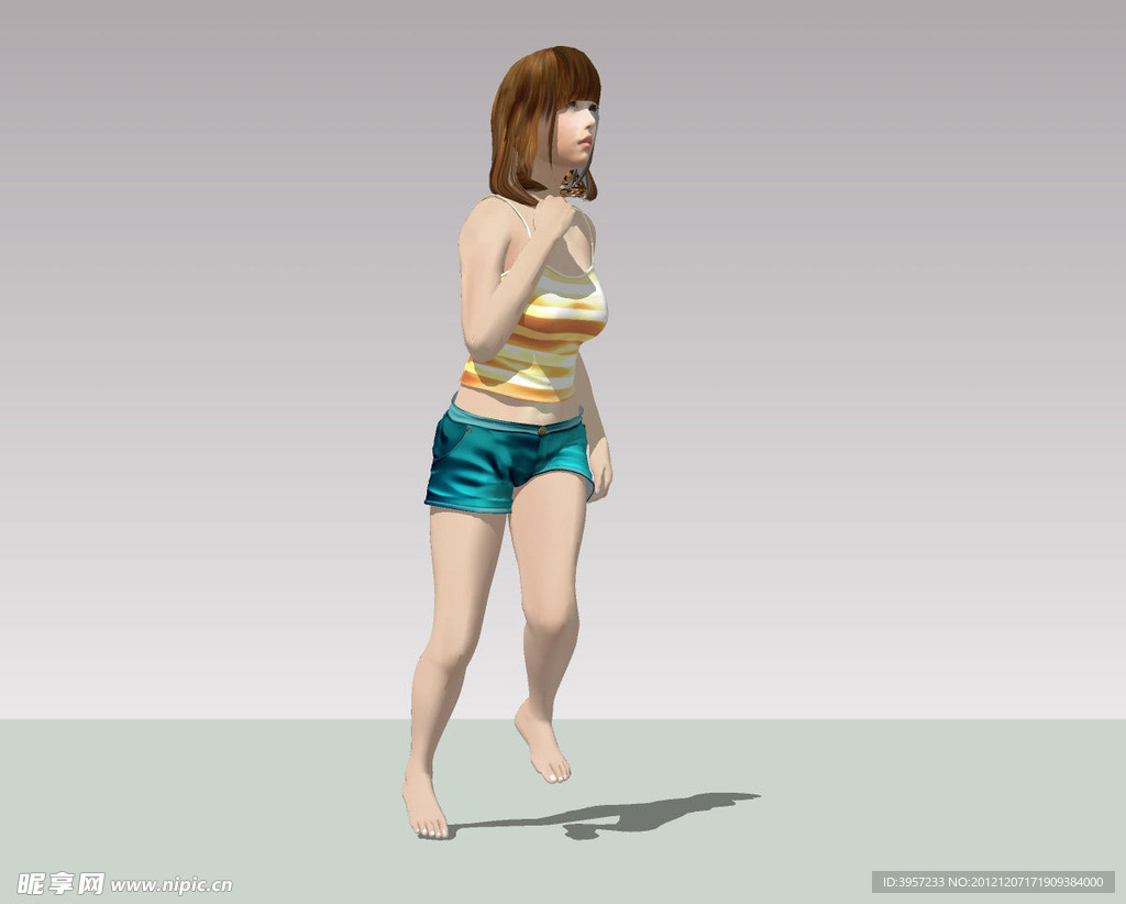 美女奔跑3D模型