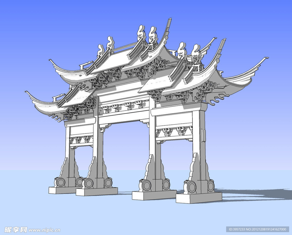 牌坊3D模型