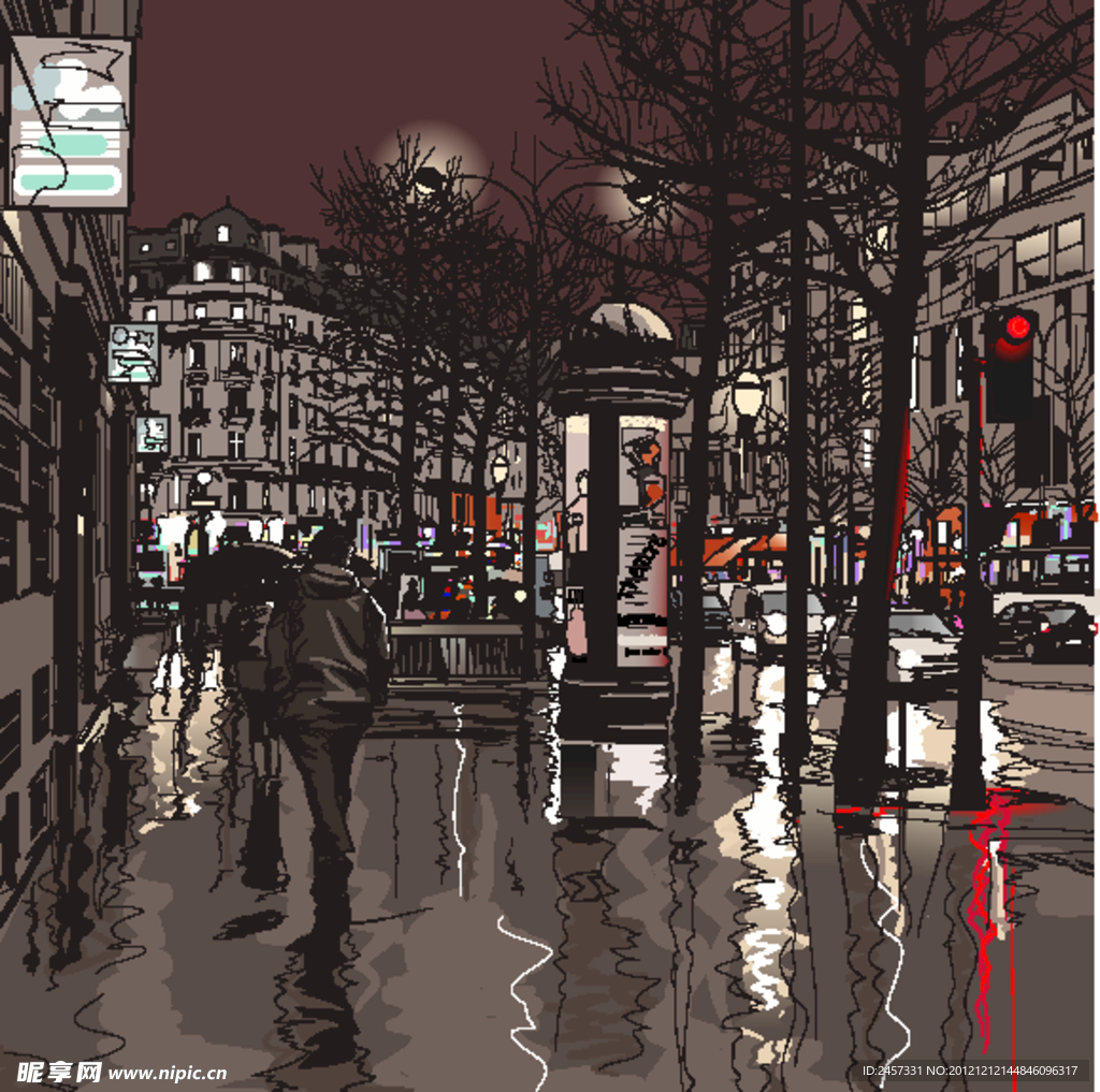 雨后都市夜景