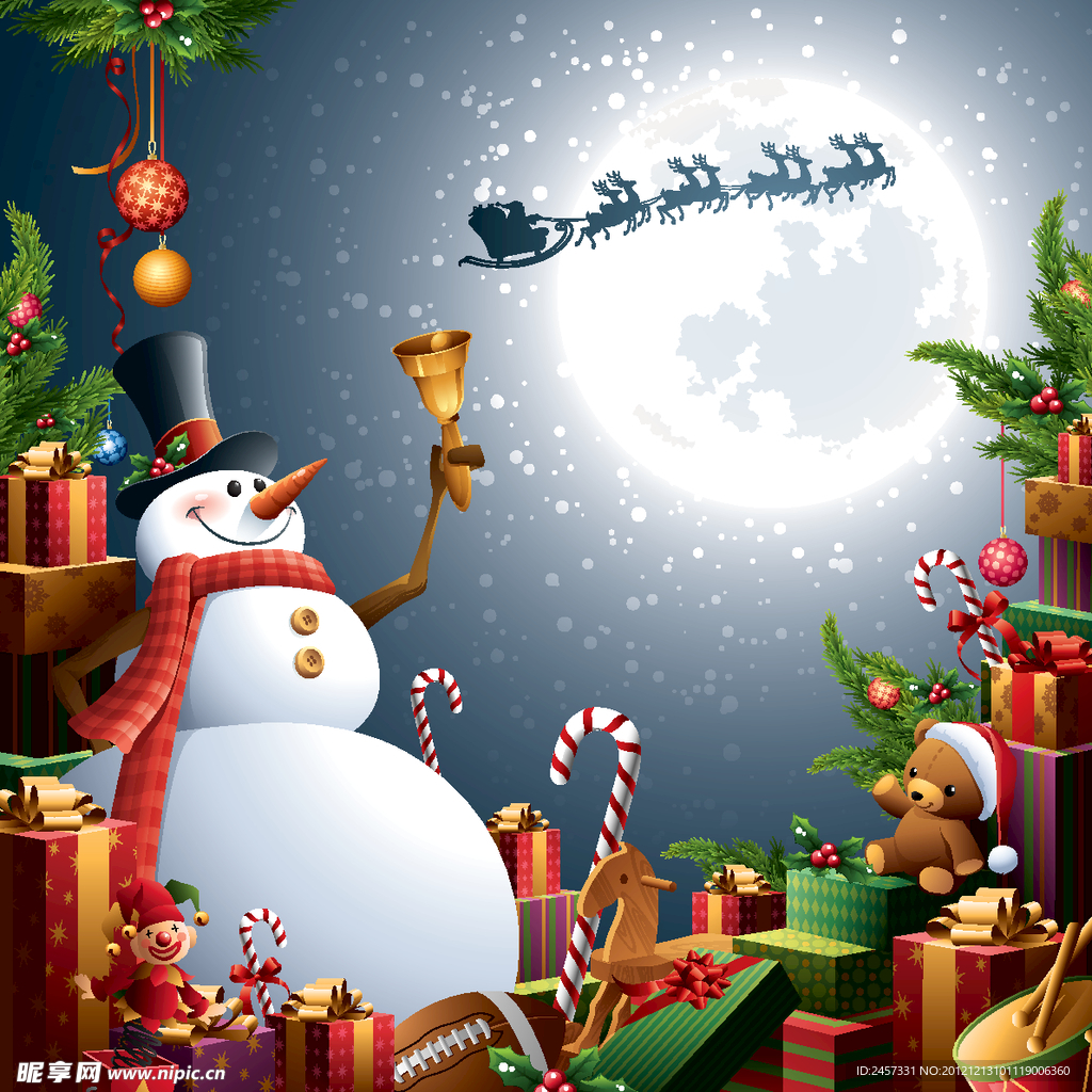 雪人礼盒圣诞背景