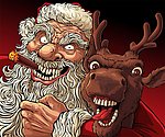 凶恶的圣诞老人和梅花鹿