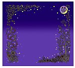 星月夜花枝藤蔓法国浪漫花边