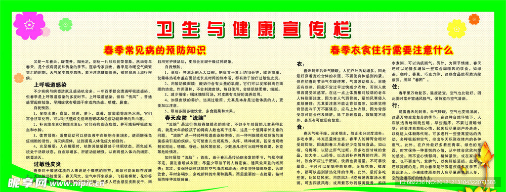 春季卫生与健康宣传栏