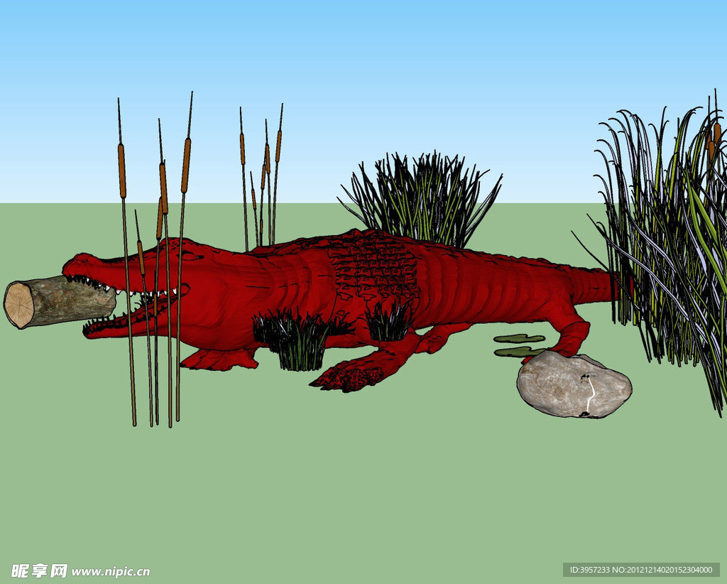 红鳄鱼3D模型