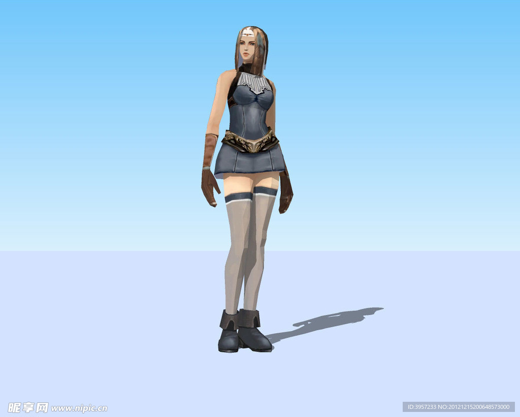 美女站式3d模型