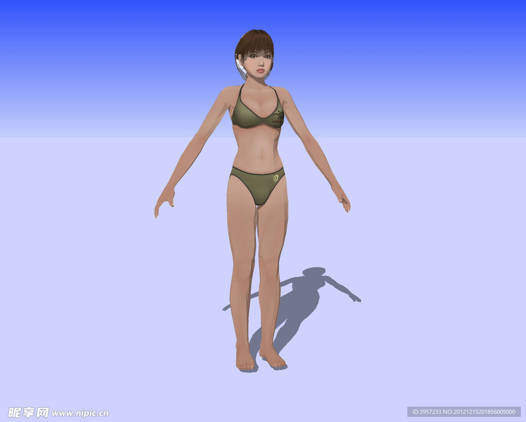 美女站式3d模型