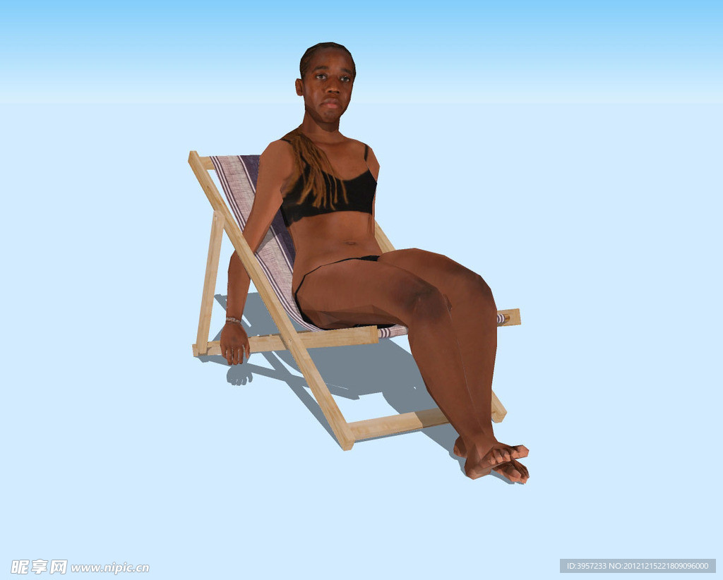 女子坐式3d模型