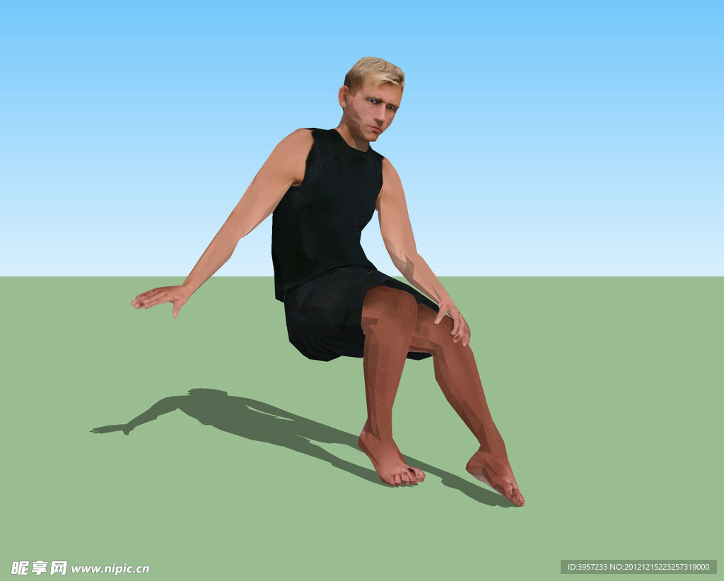 男子坐式3d模型