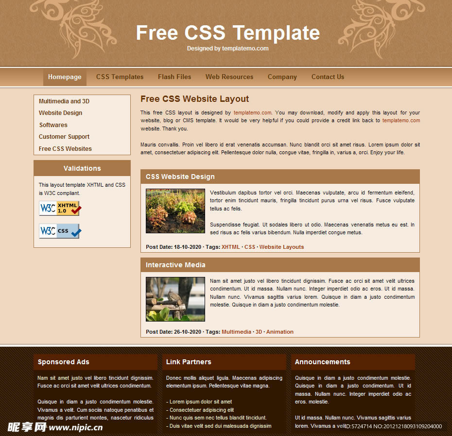 棕褐色设计公司CSS网站模版
