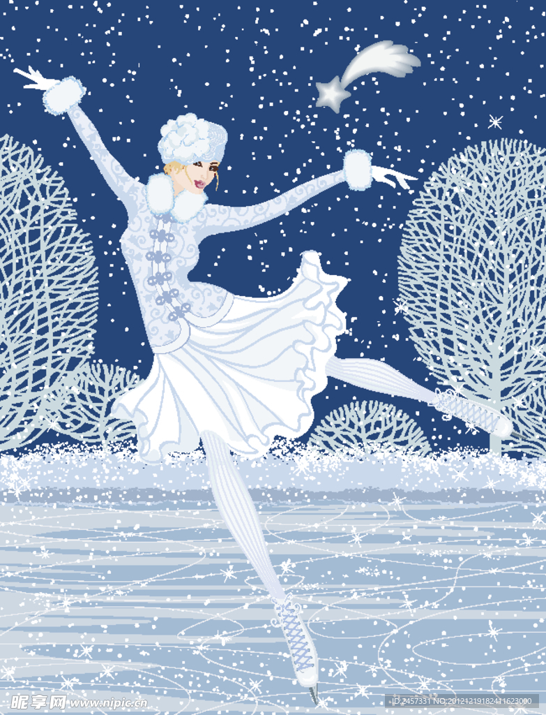 雪中舞蹈的美女