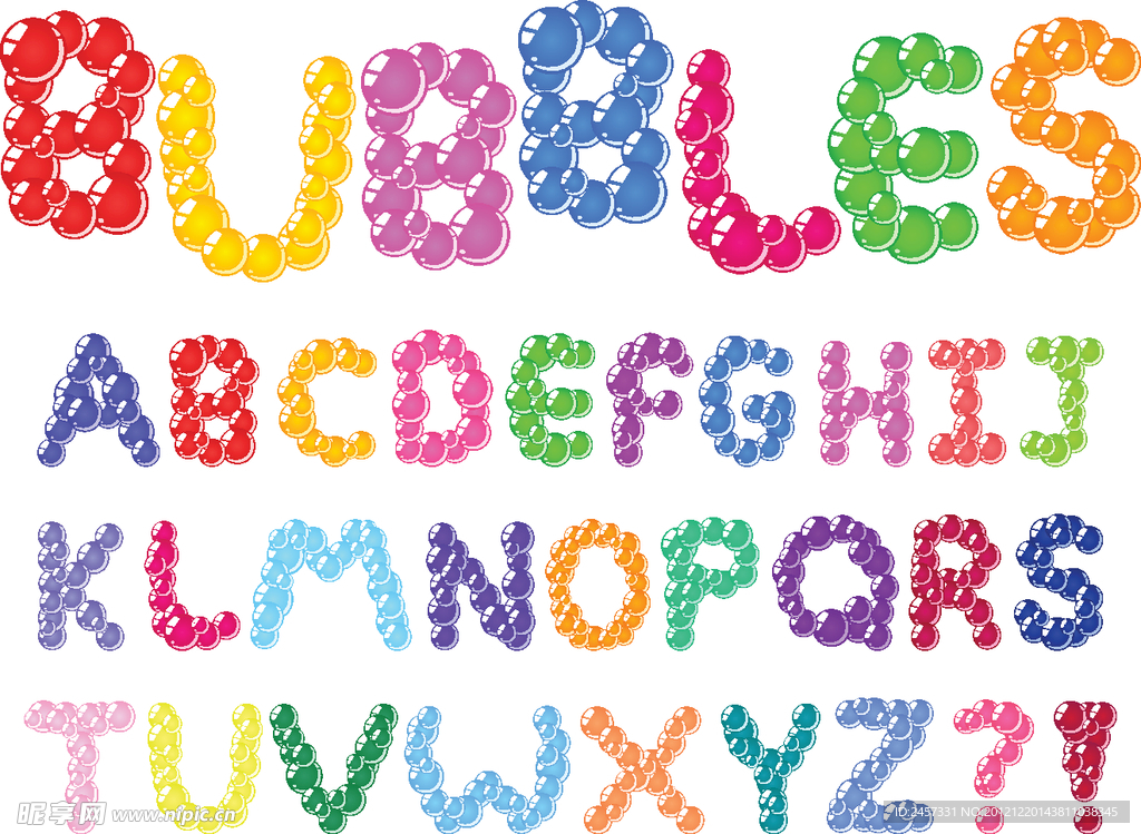 多彩泡泡字母