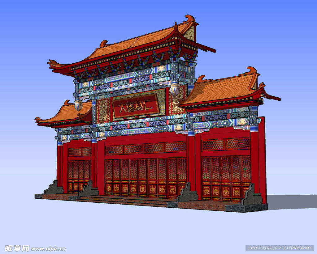 大牌楼精细3D模型
