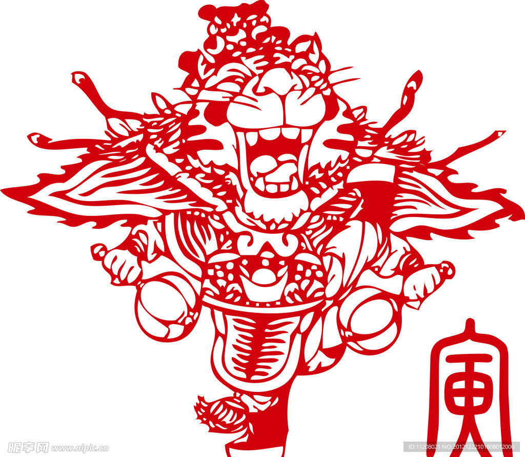 AI窗花十二生肖矢量图源文件 虎