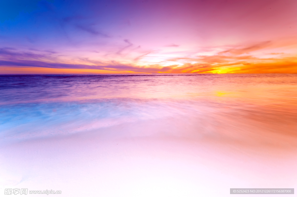夕阳海滩美景