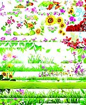花朵叶子草地
