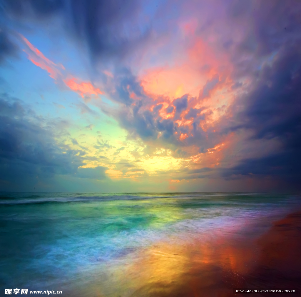 海洋霞光