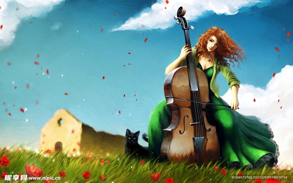 拉大提琴的美女