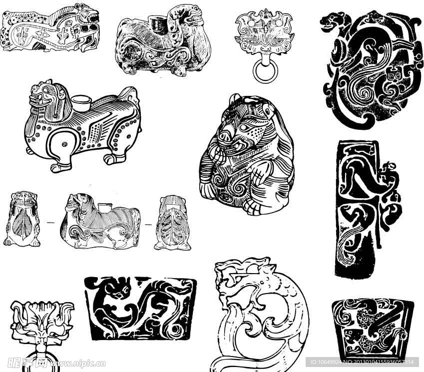 动物 兽 古典花纹