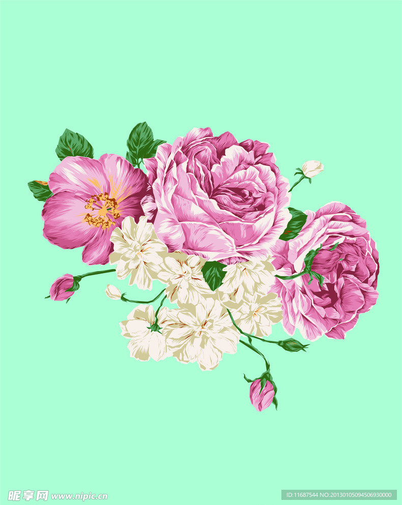 牡丹花与茉莉花