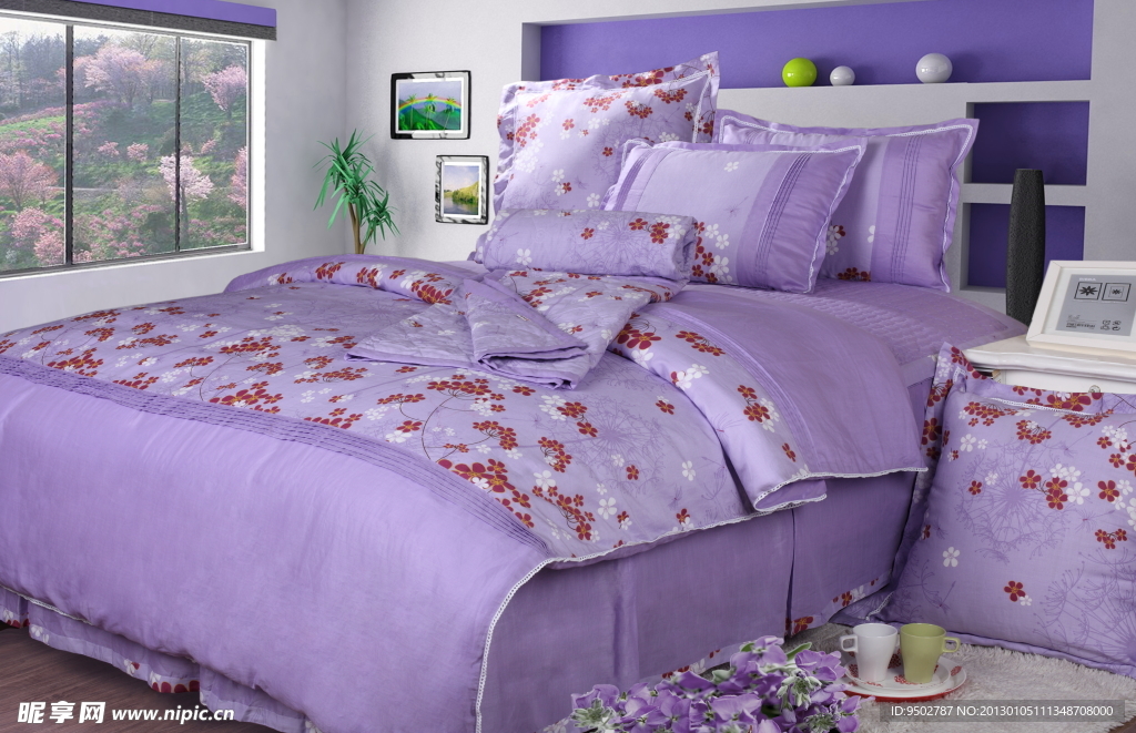 紫色家纺套件