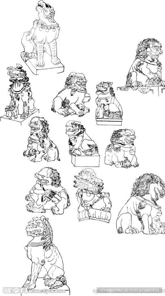 狮子 石狮子 传统图案 古典图案