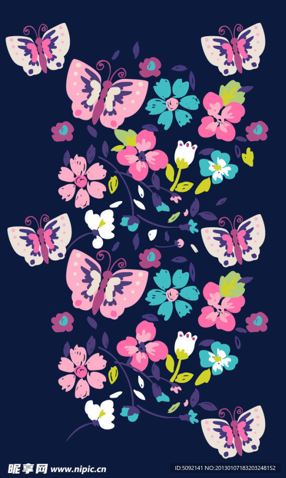 手绘蝴蝶花