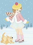雪地溜冰的小女孩