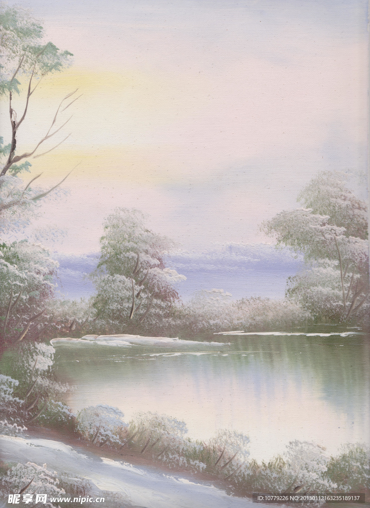 雪地风景油画