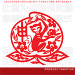 寿桃猴子剪纸