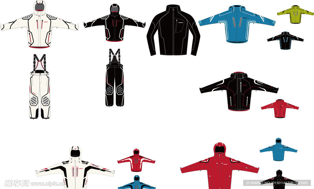 服装设计图之滑雪服矢量图