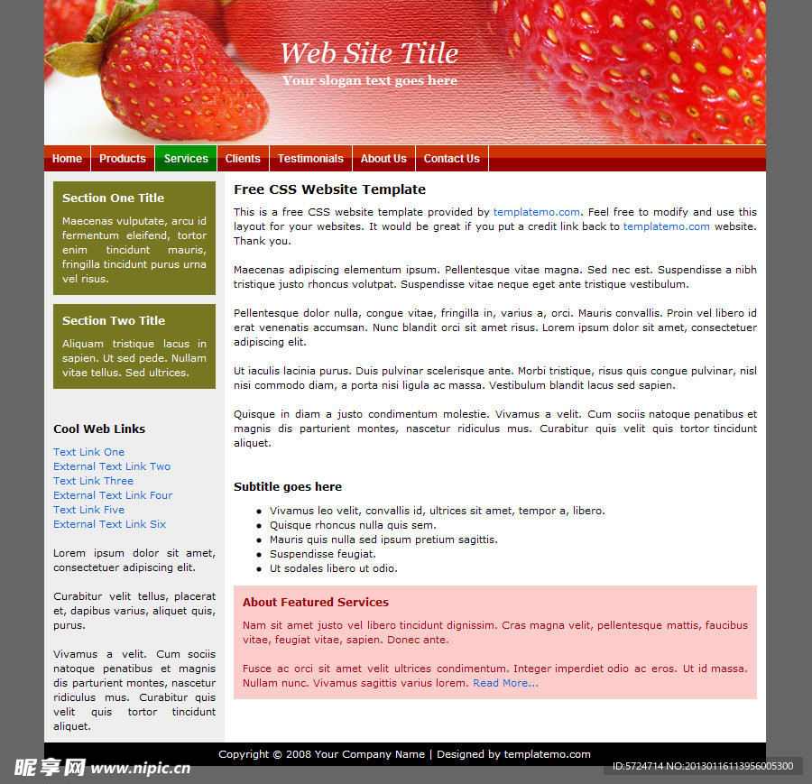 草莓销售css网站模版