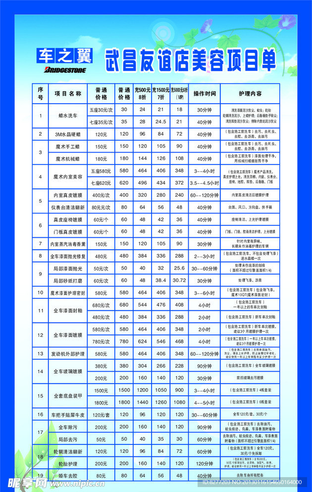 养护项目单