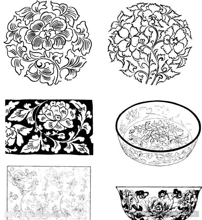 植物 花纹 花 牡丹 花瓶