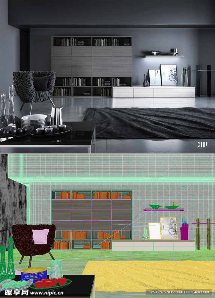 国外照片级黑白3d模型场景（含灯光 材质）