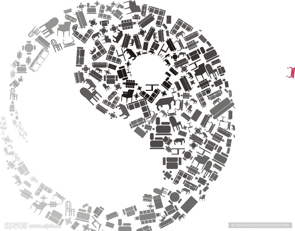 太极 桌椅矢量图