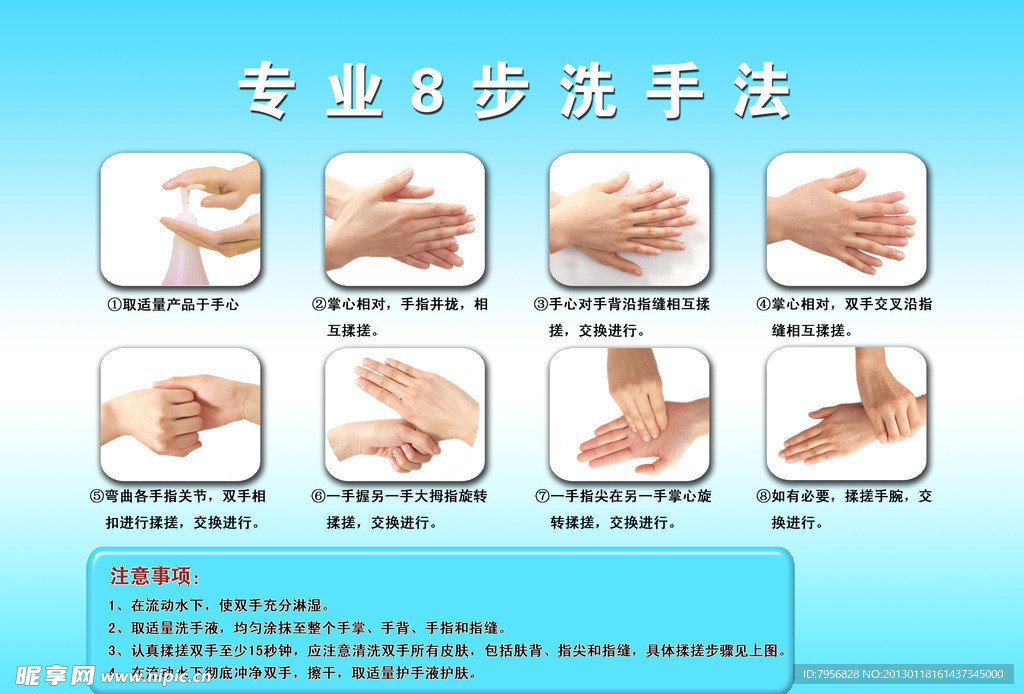 专业8步洗手法