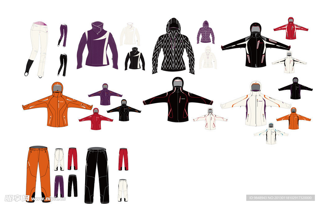服装设计图之滑雪服系列