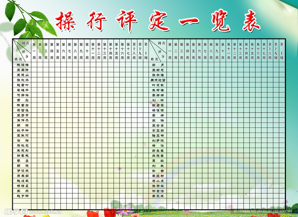 操行评定一览表