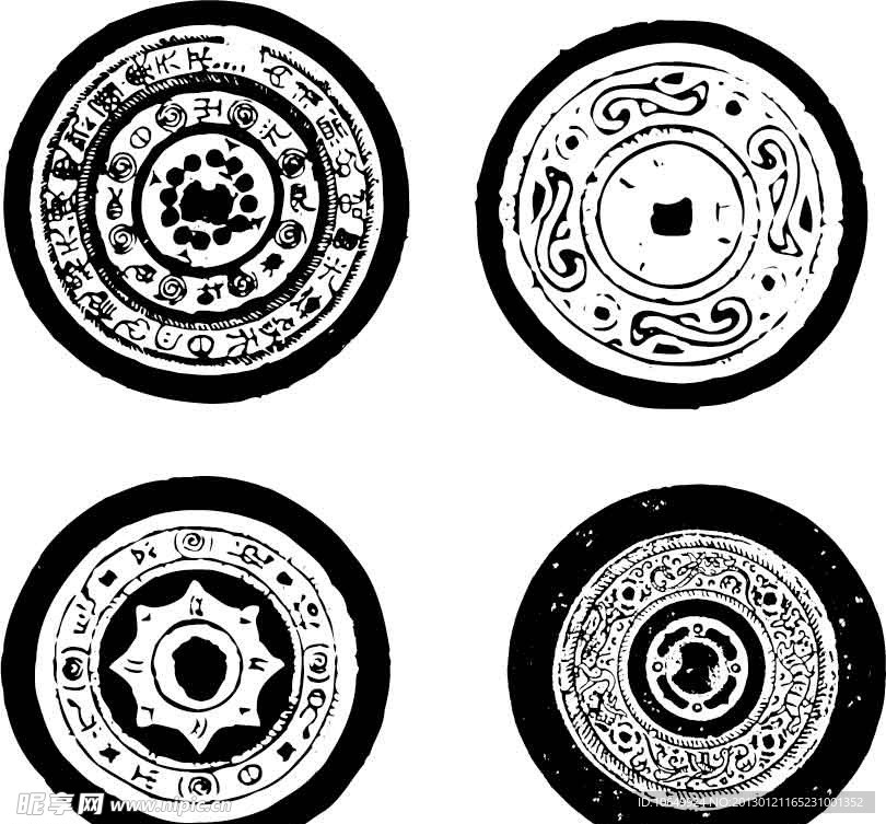 铜镜纹 古典花纹 花边