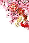 桃花金币元宝中国结