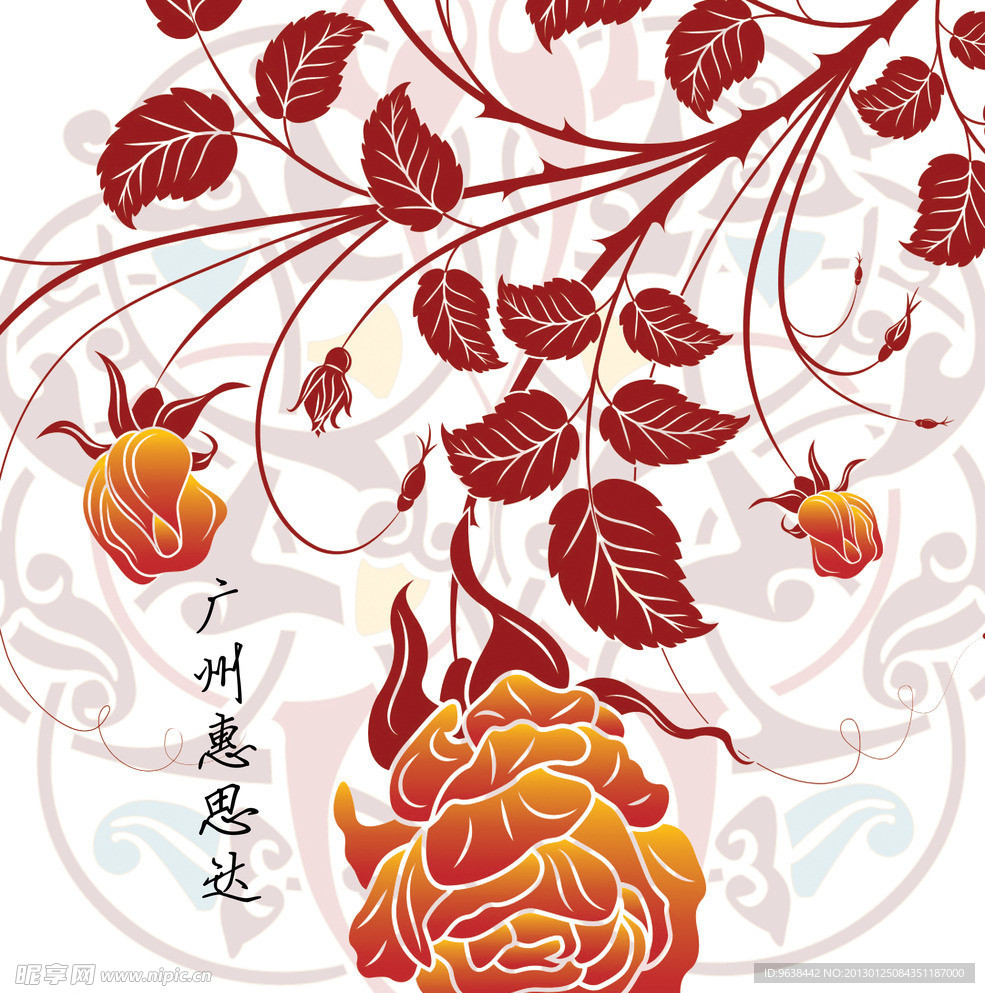 红色 花纹