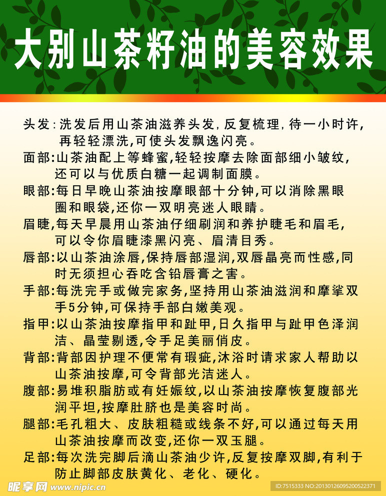 茶籽油美容功效
