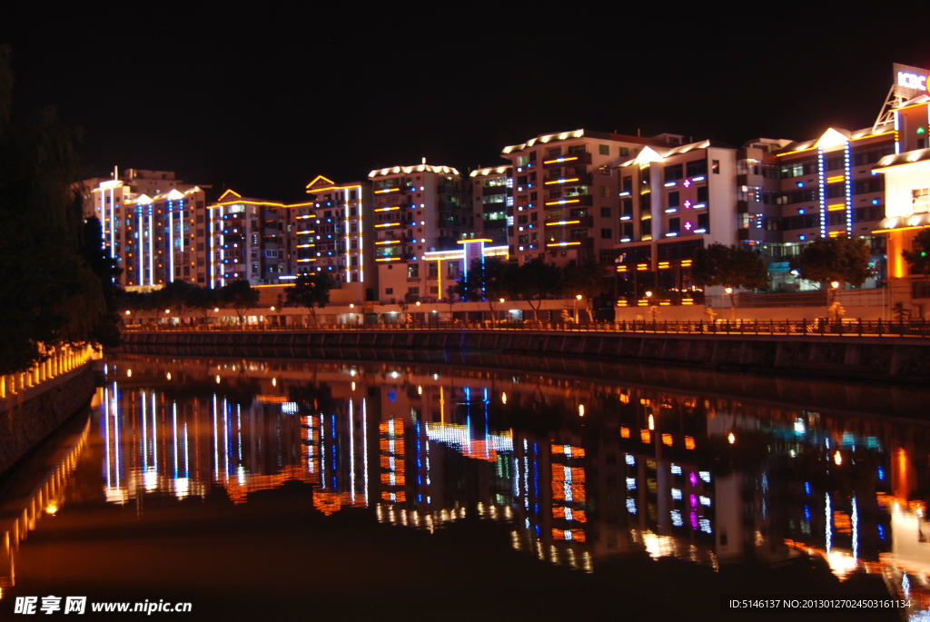 福建德化建筑霓虹灯夜景