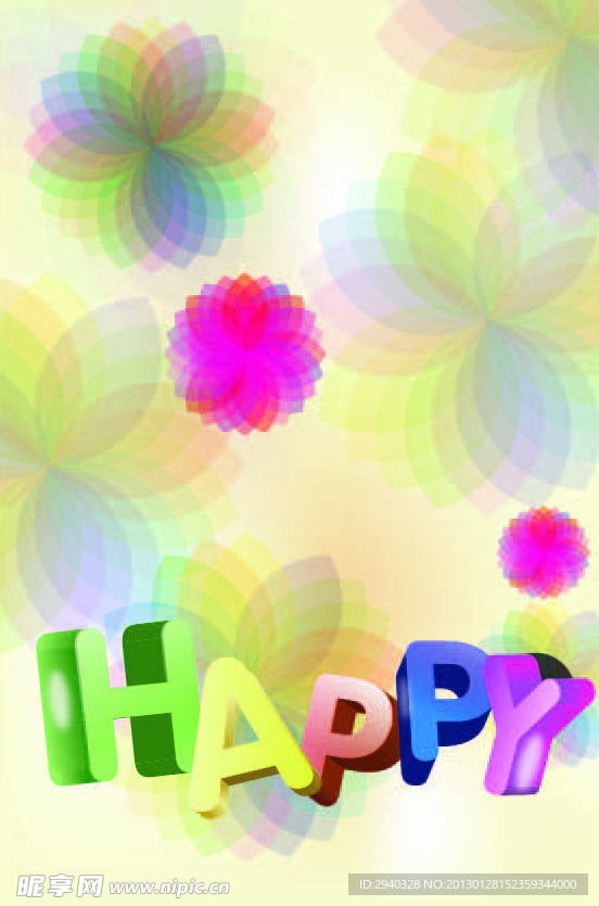 彩色 happy 花瓣 底纹