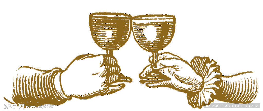 手绘酒杯