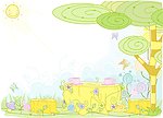 线条风景插画