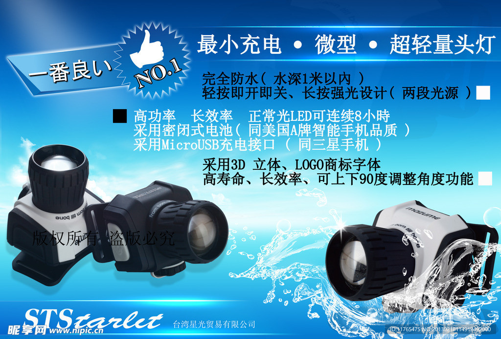 微型头灯海报